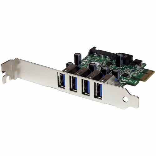 StarTech.com PCI Express USB 3.0 Card - PCI Express x1 - 5 GB/s - Plug-in Card - 4 USB Port(s) - 1 SATA Port(s) - UASP Sup