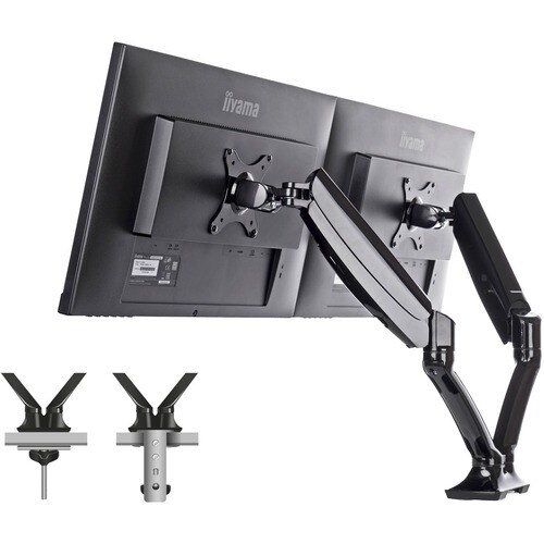 iiyama DS3002C-B1 Desk Mount for Monitor - Black - 2 Display(s) Supported - 68.6 cm (27") Screen Support - 5 kg Load Capac