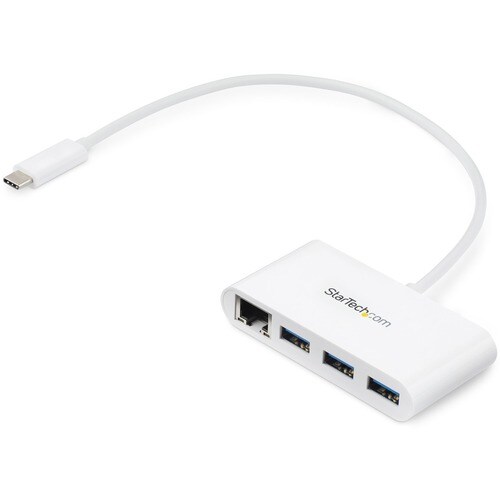 StarTech.com USB/Ethernet-Hub - USB 3.0 Typ C - Extern - Weiß - UASP-Support - 3 Total USB Port(s) - 3 USB 3.0 Port(s)1 Ne
