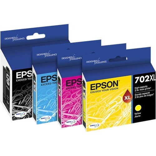 Epson DURABrite Ultra 702XL Original High Yield Inkjet Ink Cartridge - CMYK, Black - 4 Pack - Inkjet - High Yield - 4 Pack