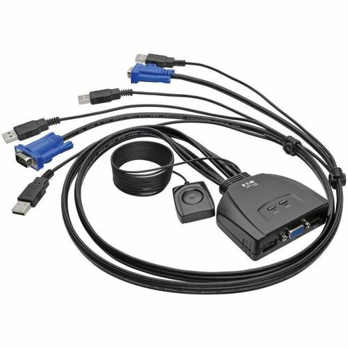 Eaton Tripp Lite Series 2-Port USB/VGA Cable KVM Switch with Cables and USB Peripheral Sharing - 2 Computer(s) - 1 Local U