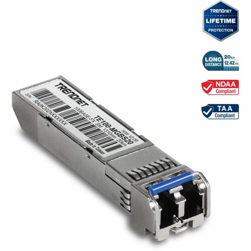 TRENDnet TE100-MGBS20 SFP - 1 x LC Duplex 100Base-FX Network - TAA Compliant - For Data Networking - Optical Fiber - Singl