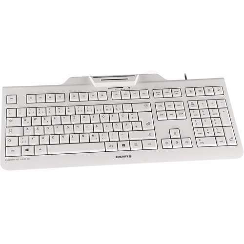 CHERRY KC 1000 SC Keyboard - Cable Connectivity - USB Interface - Swedish - Pale Gray - LPK Keyswitch - 105 Key(s) - Compu