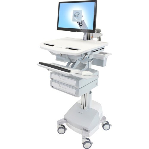 Ergotron StyleView Medizinische Warenkorb - 2 Schubfach - 17,69 kg Belastbarkeit - 4 Rollen - Aluminium, Plastik, Verzinkt
