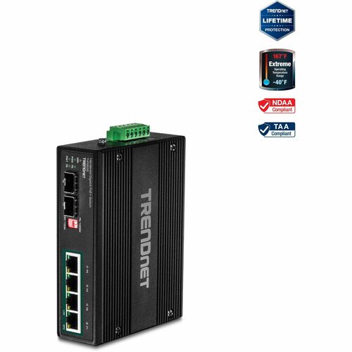 TRENDnet TI-PG62B 6 Ports Ethernet Switch - Gigabit Ethernet - 1000Base-T, 1000Base-X - New - TAA Compliant - 2 Layer Supp