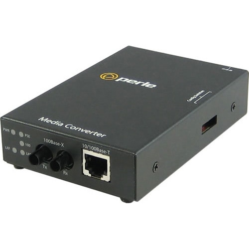 Perle S-110P-S2ST20-XT - 10/100 Industrial Temperature PoE Media Converter - 1 x Network (RJ-45) - 1 x ST Ports - 10/100Ba