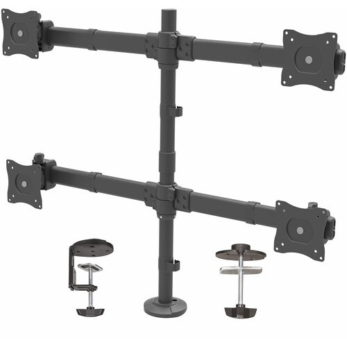 StarTech.com Quad Monitor Mount - Articulating - Clamp or Grommet Mount - Monitors up to 24â€ - VESA Mount - 4 Monitor Se