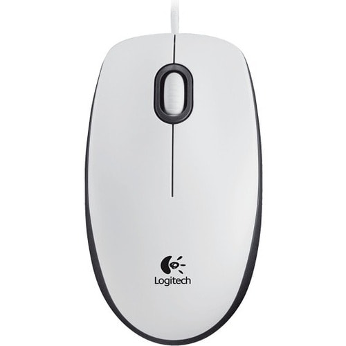 Logitech M100 Mouse - USB - Optical - 3 Button(s) - White - Cable - 1000 dpi - Scroll Wheel - Symmetrical