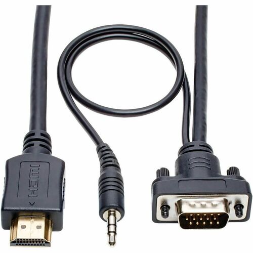 Eaton Tripp Lite Series HDMI to VGA + Audio Active Adapter Cable (HDMI to Low-Profile HD15 + 3.5 mm M/M), 10 ft. (3.1 m) -