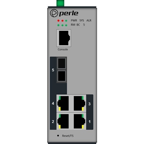 Perle IDS-205F - Managed Industrial Ethernet Switch with Fiber - 5 Ports - Manageable - Fast Ethernet, Gigabit Ethernet - 