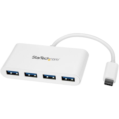 StarTech.com Hub USB-C - Hub USB 3.0 à 4 ports compact - USB-C vers 4x USB-A - Adaptateur USB C - Alimenté par bus - Blanc