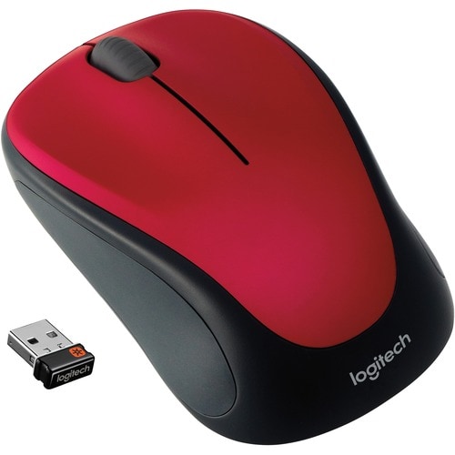 Logitech M317 Mouse - Optical - Wireless - Radio Frequency - Red - USB - 1000 dpi - Scroll Wheel - 2 Button(s) - Symmetrical