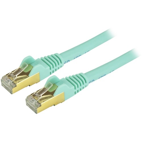 StarTech.com 2ft CAT6a Ethernet Cable - 10 Gigabit Category 6a Shielded Snagless 100W PoE Patch Cord - 10GbE Aqua UL Certi