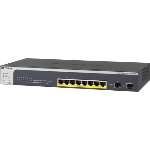 Netgear ProSafe GS510TPP 8 Ports Manageable Layer 3 Switch - Gigabit Ethernet - 1000Base-T - 3 Layer Supported - Modular -