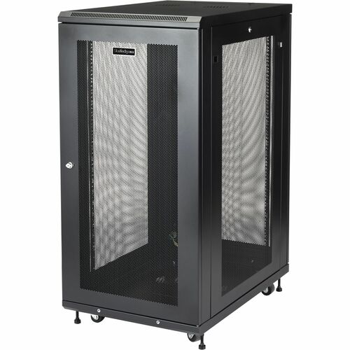 StarTech.com Armadio Rack 19" 24U su Ruote a 4 Montanti; Profondità Regolabile; Porta e Pannelli Laterali con Serratura; R