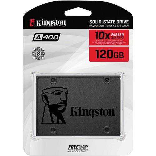 SSD Kingston A400 - 2.5" Interne - 120 Go - SATA (SATA/600) - 500 Mo/s Taux de transfer maximale en lecture