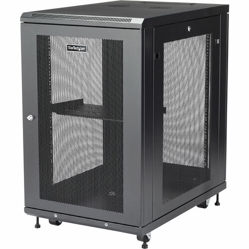 StarTech.com 4-Post 18U Server Rack Cabinet, 19" Data Rack Cabinet for Computer / IT Equipment, Home Network Rack, Half He