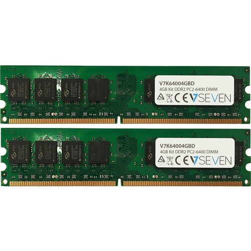 V7 V7K64004GBD RAM Module - 4 GB (2 x 2GB) - DDR2-800/PC2-6400 DDR2 SDRAM - 800 MHz Dual-rank Memory - CL6 - Non-ECC - Unb