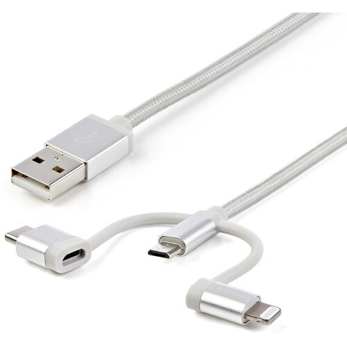 StarTech.com 1m USB Multi Charging Cable - Braided - Apple MFi Certified - USB 2.0 - Charge 1x device at a time - For USB-