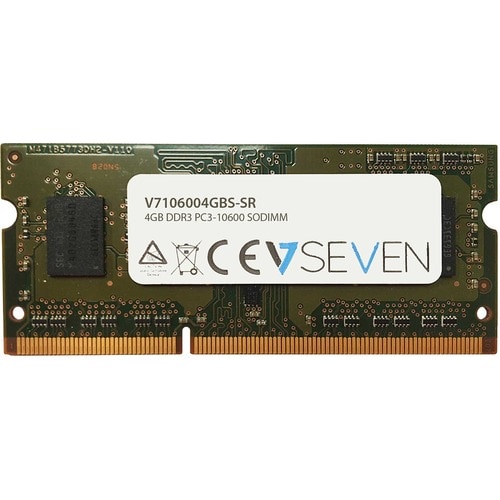 V7 V7106004GBS-SR RAM Module - 4 GB (1 x 4GB) - DDR3-1333/PC3-10600 DDR3 SDRAM - 1333 MHz Single-rank Memory - CL9 - 1.50 