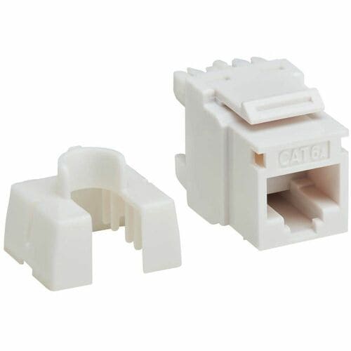 Eaton Tripp Lite Series Cat6 Keystone Jack - 4PPoE Compliant, 110/Krone, 568A/B, RJ45 Ethernet, White, TAA - 1 x RJ-45 Net