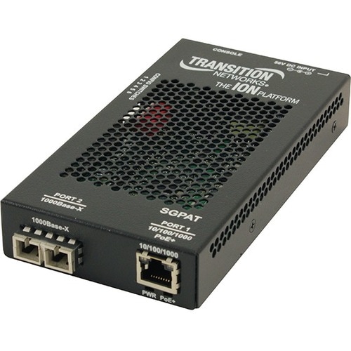 Transition Networks SGPAT1013-105 Transceiver/Media Converter - Network (RJ-45) - 1x PoE+ (RJ-45) Ports - 1 x SC Ports - M
