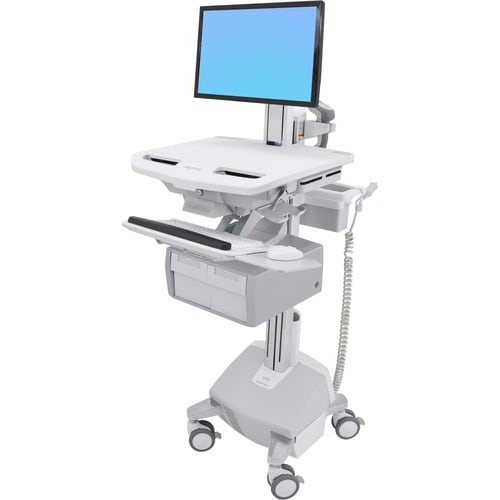 Carrello medico Ergotron StyleView - 3 Cassetto - 14,97 kg Capacità di carico - 4 Rotelle - Alluminio, Con dorsi plastici,