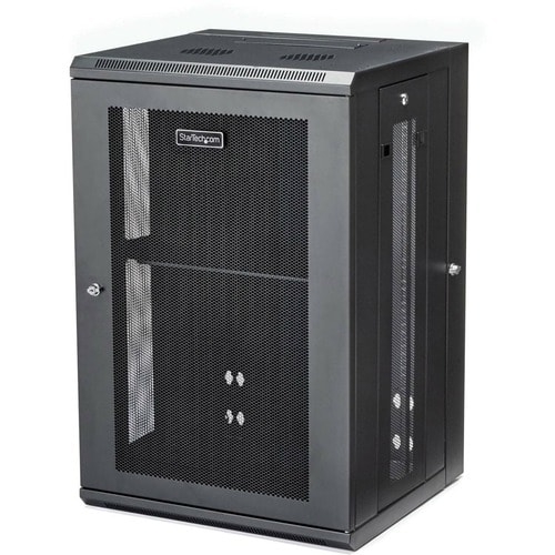 StarTech.com 4-Post 18U Wall Mount Network Cabinet, 19" Hinged Wall-Mounted Server Rack for Data / IT Equipment, Lockable 