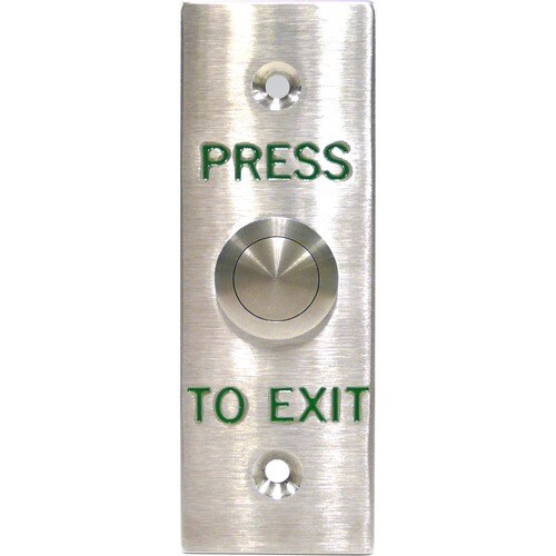 GeoVision PB21 Push Button Switch - Green - Stainless Steel - For Access Control System