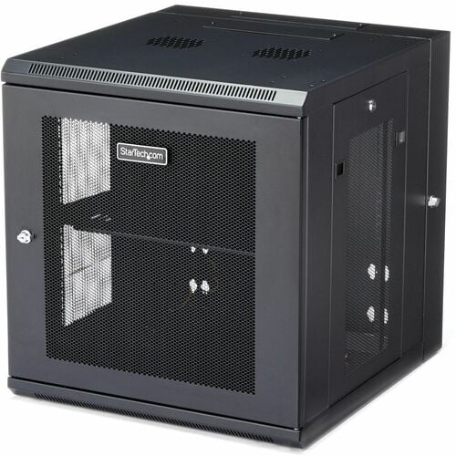 StarTech.com 4-Post 12U Wall Mount Network Cabinet with 1U Shelf, 19" Hinged Wall-Mounted Server Rack for Data / AV / Elec
