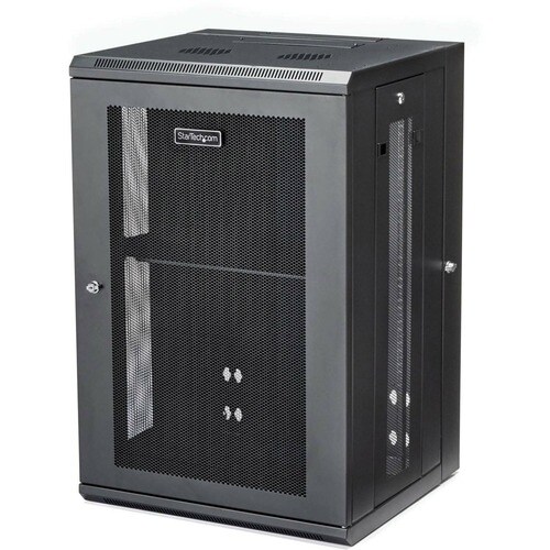 StarTech.com 4-Pfosten 18HE Wand Netzwerkschrank, 19" aufklappbares Wand Server Rack für IT Geräte, abschließbares Rack - 
