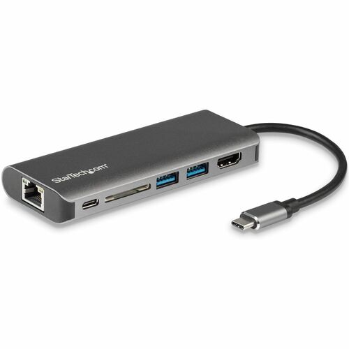 StarTech.com USB C Multiport Adapter - Portable USB Type-C Travel Dock - 4K HDMI, 2-pt USB Hub, SD, GbE, 60W PD Pass-Throu