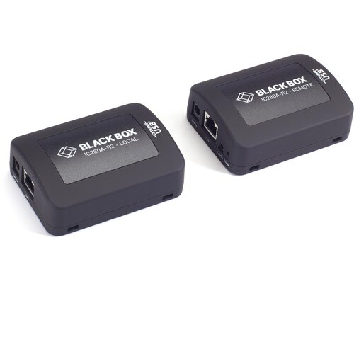 Black Box USB 2.0 Extender - CAT5, 1-Port - 1 x Network (RJ-45) - 1 x USB - 328 ft Extended Range - ABS - Black