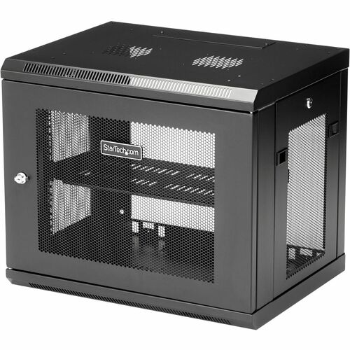 StarTech.com 2-Post 9U Wall Mount Network Cabinet, 19" Wall-Mounted Server Rack for Data / IT Equipment, Small Lockable Ra