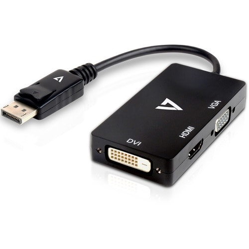 V7 V7DP-VGADVIHDMI-1E 10 cm DVI/DisplayPort/HDMI/VGA AV-Kabel für Audio-/Video-Gerät, Monitor, Projektor - 1 - Unterstützt