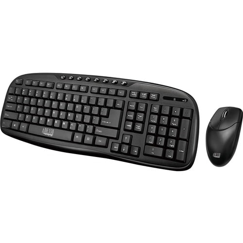 Adesso WKB-1330CB - 2.4 GHz Wireless Desktop Keyboard and Mouse Combo - USB Membrane Wireless RF 2.40 GHz Keyboard - 103 K