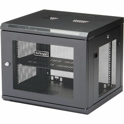 StarTech.com 9U Wandmontierbar Rackschrank für Server, LAN-Schalter, Patchfeld480,06 mm Regaltiefe - Schwarz - Stahlgitter