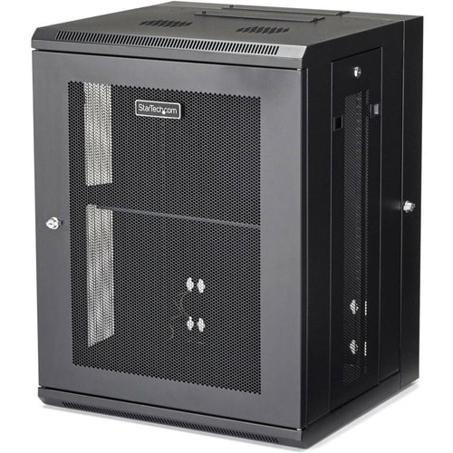 StarTech.com 4-Post 15U Wall Mount Network Cabinet, 19" Hinged Wall-Mounted Server Rack for Data / IT Equipment, Lockable 