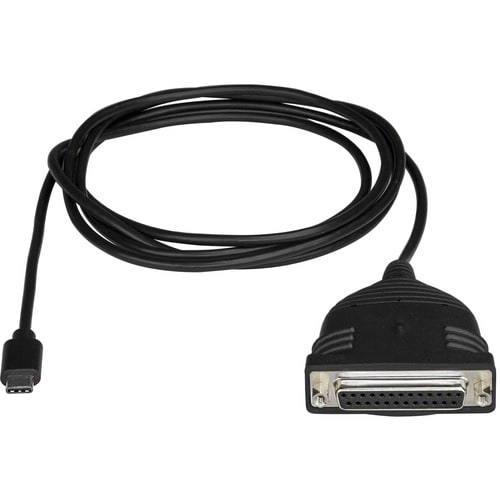 StarTech.com Câble adaptateur de 1,8 m USB-C vers parallèle DB25 pour imprimante - 1x USB-C mâle à 1x DB25 femelle - Noir