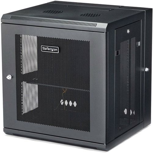 StarTech.com 12U Wandmontierbar Rackschrank für Server, LAN-Schalter, Patchfeld431,80 mm Rack Depth - Schwarz - Stahl, Gef