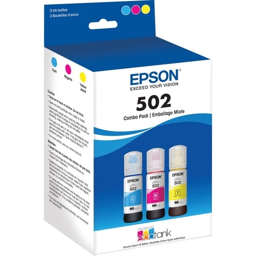 Epson T502, Multi-Color Ink Cartridges, C/M/Y 3-Pack - Inkjet - Cyan, Magenta, Yellow - 3 Pack