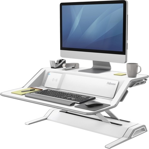 Fellowes Lotus™ DX Sit-Stand Workstation - White - 35 lb Load Capacity - 5.50" Height x 32.75" Width x 24.25" Depth - Whit
