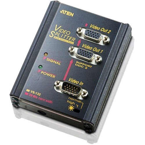 ATEN VS132 Signal Splitter - Metal - 1920 x 1440 - 350 MHz Maximum Video Bandwidth - 65 m Maximum Operating Distance - VGA