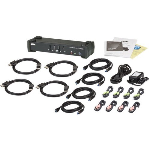 ATEN CS1924 KM Switchbox - 4 Computer(s) - 1 Local User(s) - 4096 x 2160 - 8 x USB - 5 x DisplayPort