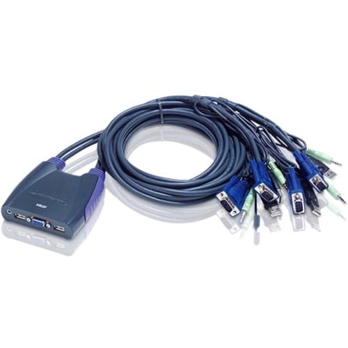 ATEN Petite CS64US KVM Switchbox - 4 Computer(s) - 1 Local User(s) - 2048 x 1536 - 2 x USB - 1 x VGA