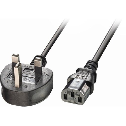 LINDY Standard-Stromkabel - 2 m - Vereinigtes Königreich - IEC 60320 C13 / BS 1363 - 230 V AC - Schwarz - 1