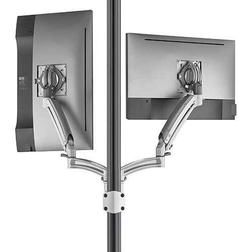 Chief Kontour K1P220SXRH Pole Mount for Monitor, All-in-One Computer - Silver - TAA Compliant - 2 Display(s) Supported - 3
