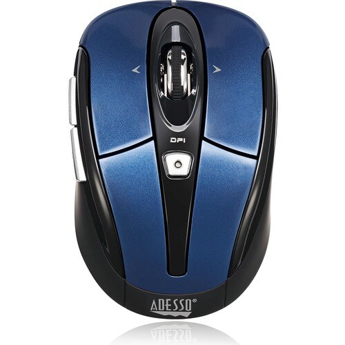 Adesso iMouse S60L - 2.4 GHz Wireless Programmable Nano Mouse - Optical - Wireless - Radio Frequency - 2.40 GHz - Blue - U