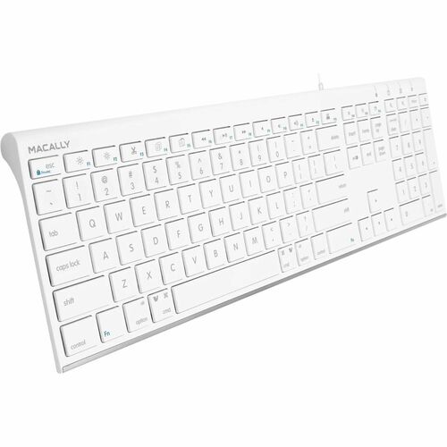Macally Ultra-slim USB Wired Keyboard for Mac (White) - Cable Connectivity - USB Interface - 110 Key(s) - Windows, Mac OS 