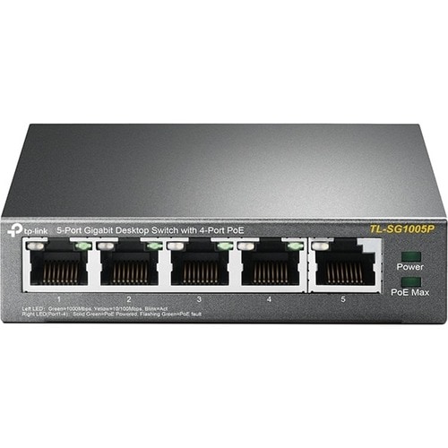 TP-Link JetStream TL-SG1005P 5 Ports Ethernet Switch - Gigabit Ethernet - 10/100/1000Base-T - 2 Layer Supported - 4.30 W P